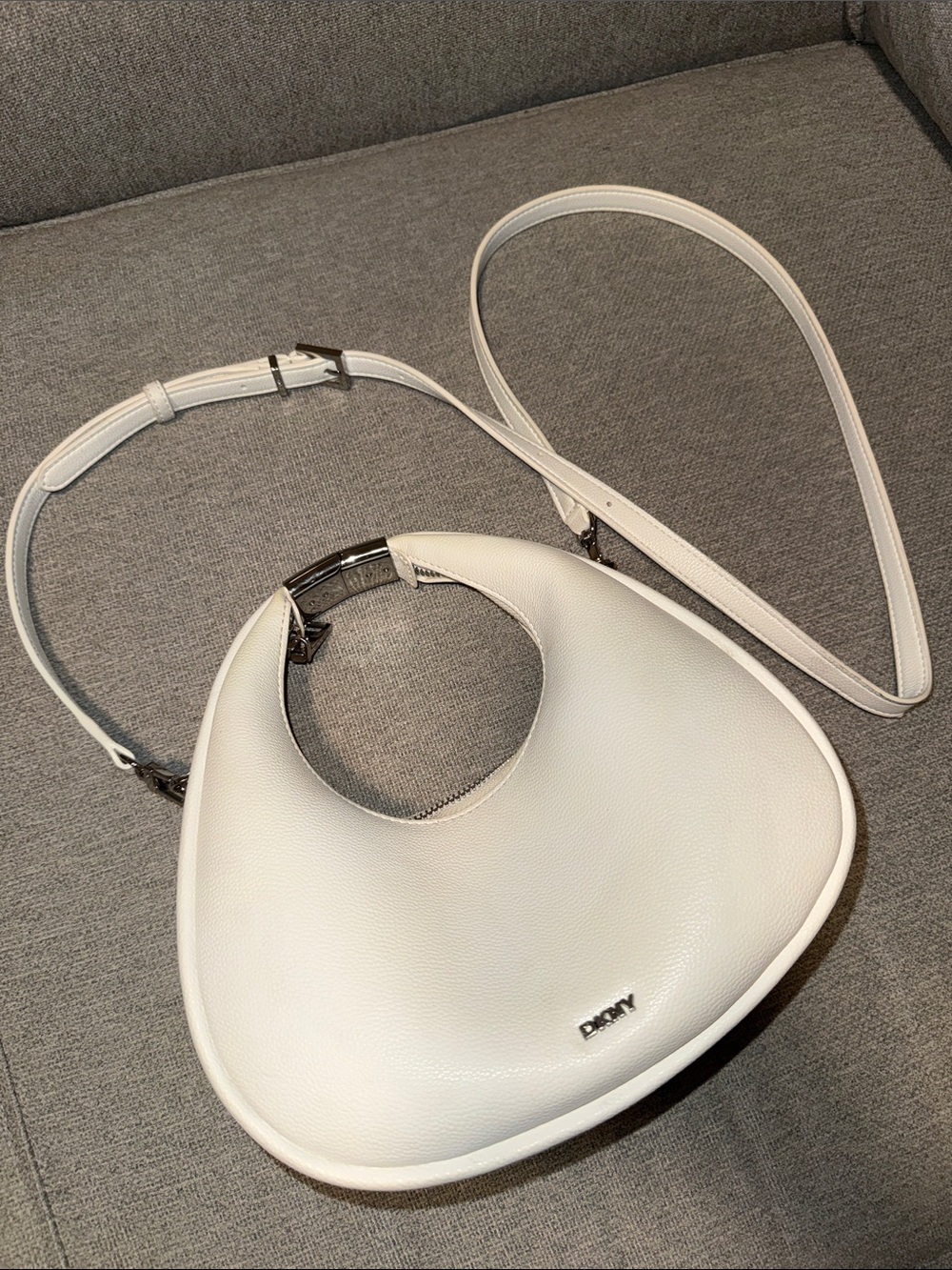 DKNY Pebbled Leather Crescent Shoulder Bag with Removable Strap